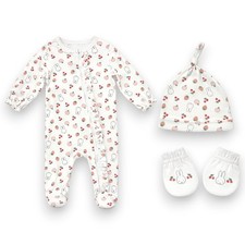 Miffy Baby Girls' 3-Piece Footie Coverall  /Mittens & Hat Size NB 3M 6M 9M picture