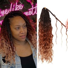 Box Braids Crochet Hair 14 Inch 9 Packs Water Wave for Black Women 1B/30/27 picture