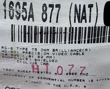 Belden 1695A Video Brilliance HD-SDI RG6 Coaxial Cable 6GHz Plenum White /10ft picture