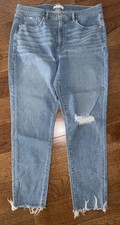 NWOT Loft Womens Jeans Sz 14 / 32 Skinny Denim Distressed Raw Hem Casual picture