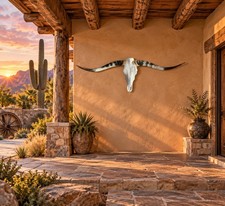 Genuine Longhorn Skull 50” Wide Slender Curved Horns Western Ranch Wall Decor picture