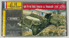 Heller 79997 US 1/4 Ton Truck & Trailer 1/72 Scale Model Kit Shrink-Wrapped picture