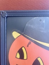 Vintage H.E. Luhrs Framed Derby Hat Die Cut Pumpkin Halloween picture