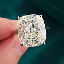 RARE 16.60 Ct Certified White Treated Diamond Solitaire Ring In 925 Silver picture