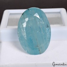 Certified 63.60 Cts Natural Brazilian Blue Aquamarine Oval Cut Rare Gem For Ring picture