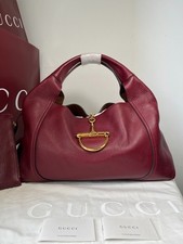 GUCCI Softbit Large Tote Bag Ancora Red Leather Shoulder Handbag Pouch New picture