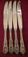 (4) Wallace Rose Point Sterling Silver Large Dinner Knives   9” Long picture