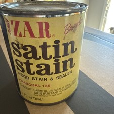Vintage ZAR Beverlee's Satin Stain Wood Stain & Sealer Charcoal 135 1 Pint FULL picture