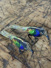 Vintage Chinese Silver Filigree Enamel Bird Figurines picture