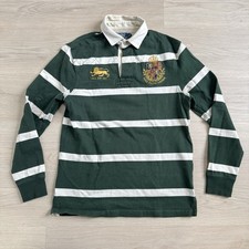Vintage Polo Ralph Lauren Rugby Striped Shirt Lion Crest  Shield PRL Sz M Green picture