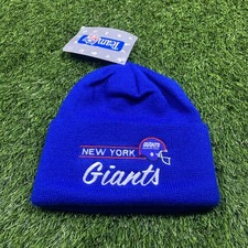 VTG New York Giants NFL Team Beanie Hat Mens Small / Medium NWT Script Logo picture
