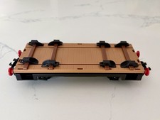 PLAYMOBIL 4106 Train Freight Flatbed Car Wagon Brown/Black w/ Box Vintage 1980s picture