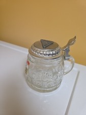 Vintage Orig. BMF Beer Stein Bubble Glass Pewter Lidded 1980 German Volksmarch picture