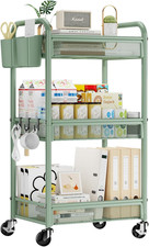 3 Tier Rolling Cart – Metal Utility Storage Carts with Wheels, Craft Carts Organ picture