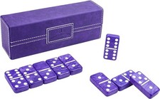 Dominos Set for Adults Thick Purple Domino Double 6 Dominoes for picture