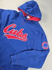 Majestic Vintage  Chicago Cubs Hoodie Mens Large Blue Distressed   Frayed Letter picture