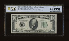 DBR 1934-D $10 St. Louis Fr. 2009-H PCGS-B 58 PPQ Serial H14513974B picture