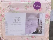 THE FARMHOUSE Rachel Ashwell Shabby Chic Pale Pink w/Roses Floral FULL Sheet Set picture