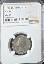 PCGS AU55 1976-D Denver Washington Quarter 25C FS-101 Doubled Die Obverse FS-101 picture