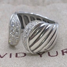 David Yurman 925 Sterling Silver Sculpted Cable Pave diamond ring size 8.5 picture