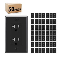 50 Pack Outlet Socket, Decora Duplex Receptacle, 20 Amp 125 Volt With Plate picture