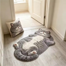 Adorable Fun Cat Rug Stylish Unique Home Decor Carpet Living Room Plush Bedroom picture