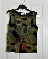 VTG Chico’s Design Embellished Geo Autumn  Art to Wear Sleeveless Top boho Lux 2 picture