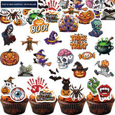 Fyeoxle 72PCS Edible Halloween Cupcake Toppers Wafer 1.77 inches, A-multi 1 picture