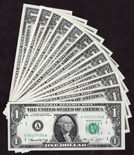 1974 $1 Complete District Set. 12 Crisp & Uncirculated Banknotes. A to L picture