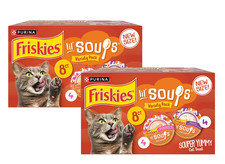 Purina Friskies Lil' Soups Wet Cat Treats Salmon Shrimp 8Ct x 2 Pack 1.2oz picture
