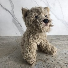 DEMDACO BEIGE SHAGGY CURLY HAIR RESCUE DOG PLUSH ANIMAL PLASTIC EYES & NOSE picture