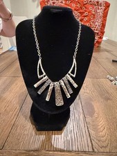 Lia Sophia Silver Tone Multi Bar Bib Statement Necklace picture