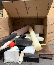 MIXED BOX LOT CNC MACHINABLE PLASTIC rod flat stock NYLON DELRIN UHMW POLY ETC F picture