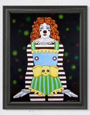Original Figurative 16x20 Acrylic Painting Clown Circus Portrait Wall Art Canvas picture