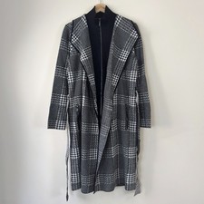 NWT Tahari SAMPLE Plaid Black White Coatigan Cardigan Coat - Medium picture