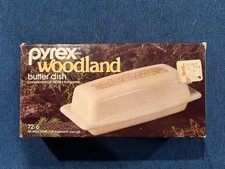 Vintage PYREX Woodland Covered Butter Dish Milk Glass USA 72-B Excellent picture