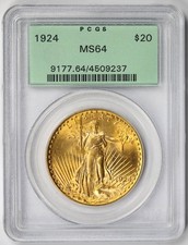 1924 Saint Gaudens Double Eagle Gold $20 MS 64 PCGS OGH PQ+ Premium Quality picture