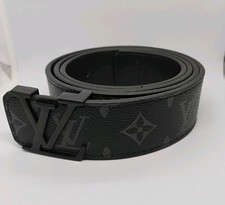  Men's  Belt Initiales Buckle Black , Size 32-36 Waist  picture