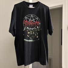 Vintage Slipknot Shirt Mens XL Black 2001 Pentagram IOWA Double Sided Metal  picture
