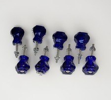 8 Vintage Cobalt Blue Glass Knobs Pulls / 1.25