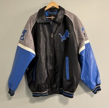 Vintage Detroit Lions Faux Leather NFL Jacket G-III Apparel 2X picture