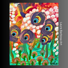 Mushroom Painting Surreal Eye Modern Flower Abstract Canvas 11x14 Laura Barbosa picture
