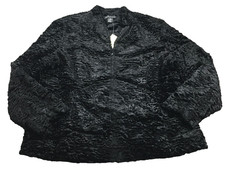 Dialogue Womens Jacket Size 16 Black Faux Lamb Fur Full Zip Lined Pockets NWT picture