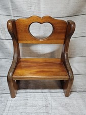 Vintage Wooden Heart Cut-Out Doll or Plant Chair - 11.5