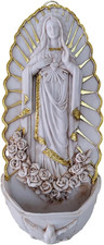 Catholic Wall Decor,Holy Water Font for Home, Handcrafted White Resin Wall-Mount picture