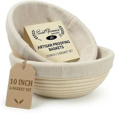 Premium Banneton Bread Proofing Basket Set - 2 Pack 10 Inch Round Brotform with picture