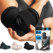 POWERLIX 2Pack Elbow Orthopedic Brace Compression X-Large(2Pack), Black picture