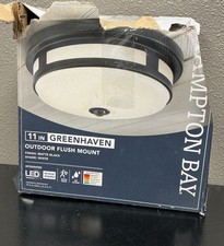 Hampton Bay 11” Black Outdoor Motion Sensing LED Ceiling Light Round picture