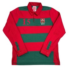 Vintage Wales Rugby Shirt Mens L #15 Long Sleeve Red Green Welsh Rugby Jersey picture
