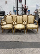 Antique French Louis XVI Style 5-Piece Salon Suite Sofa Settee with 4 Armchair picture